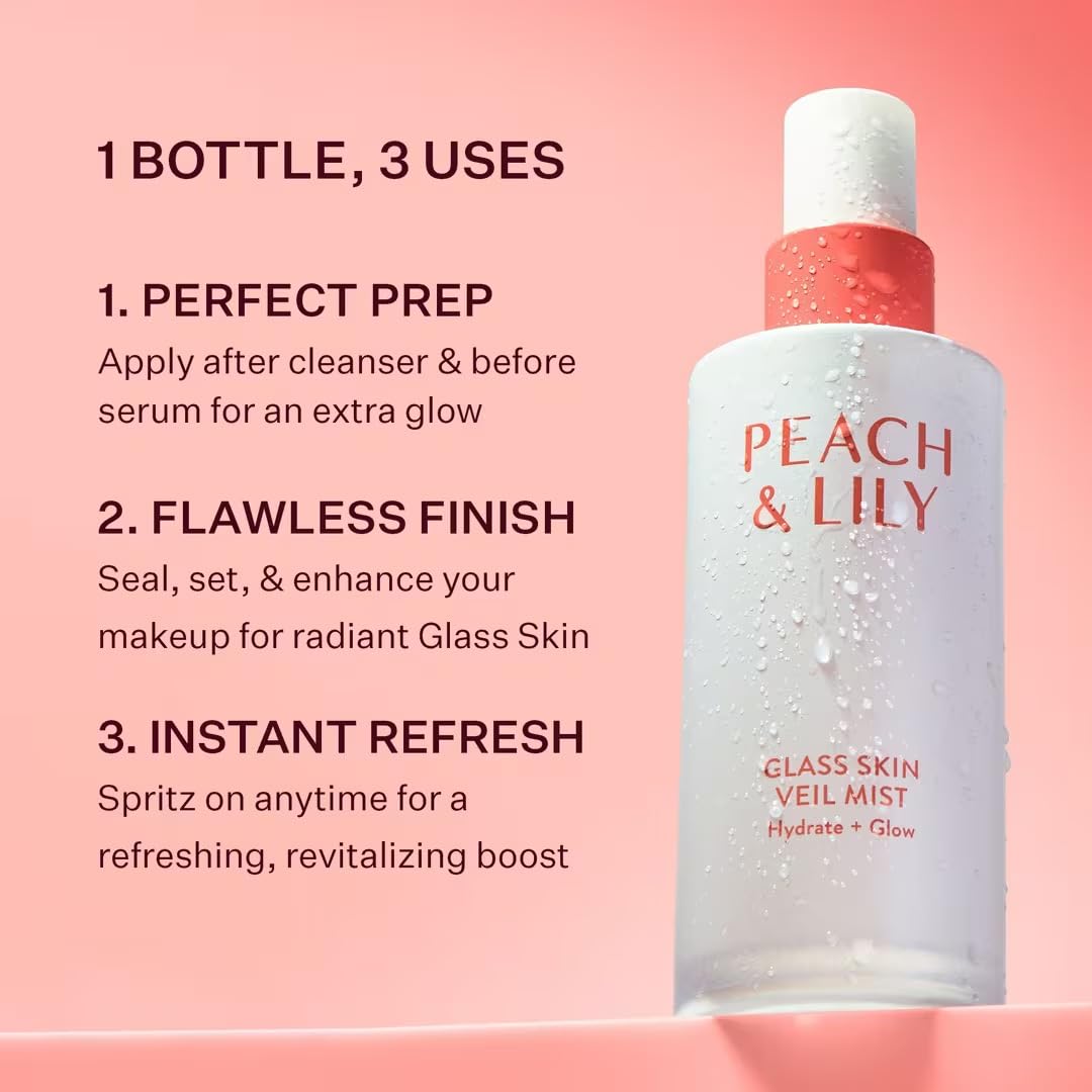 Mist spritzed over makeup to refresh and revive a glassy finish.