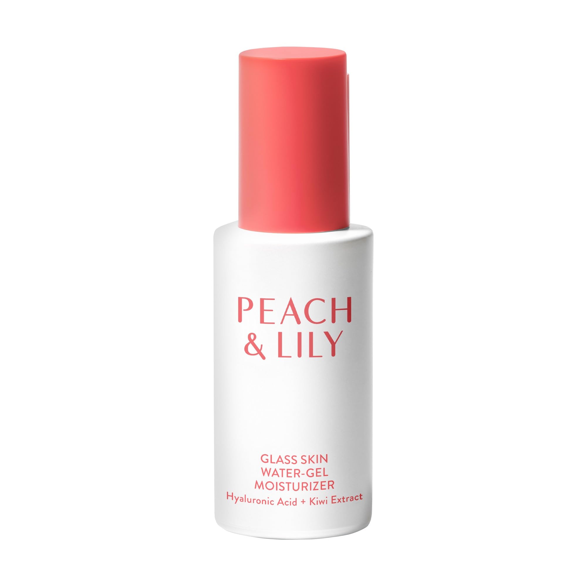 Peach & Lily Glass Skin Water-Gel Moisturizer bottle shows oil-free hydration.