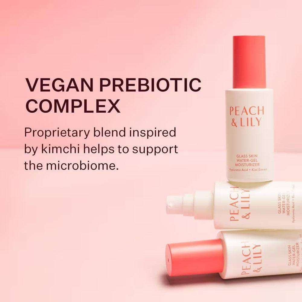 Peach & Lily kiwi and peach extracts visual emphasize antioxidant glow benefits.