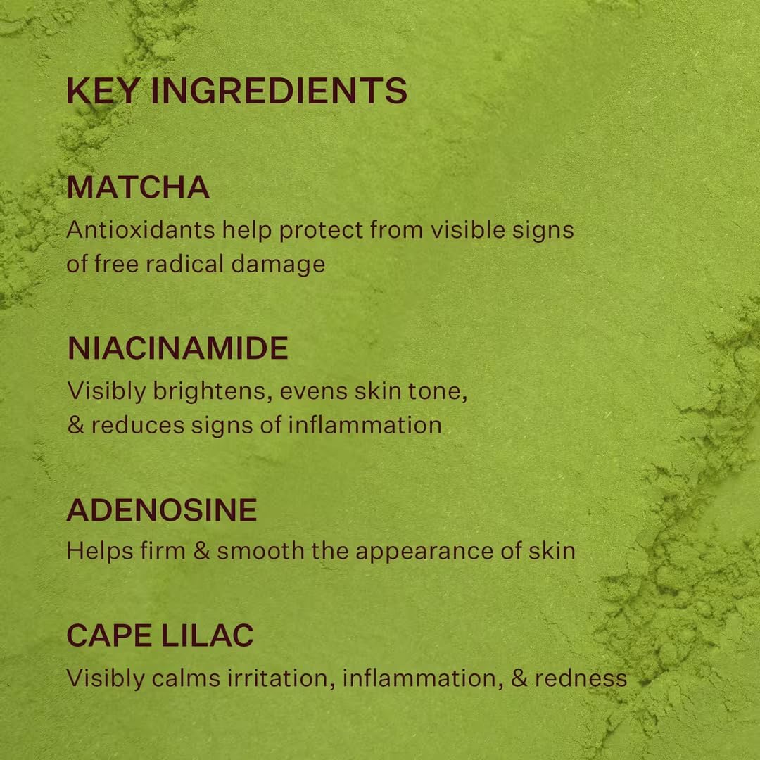 Peach & Lily Matcha Pudding neck-application scene hints at refreshed skin
