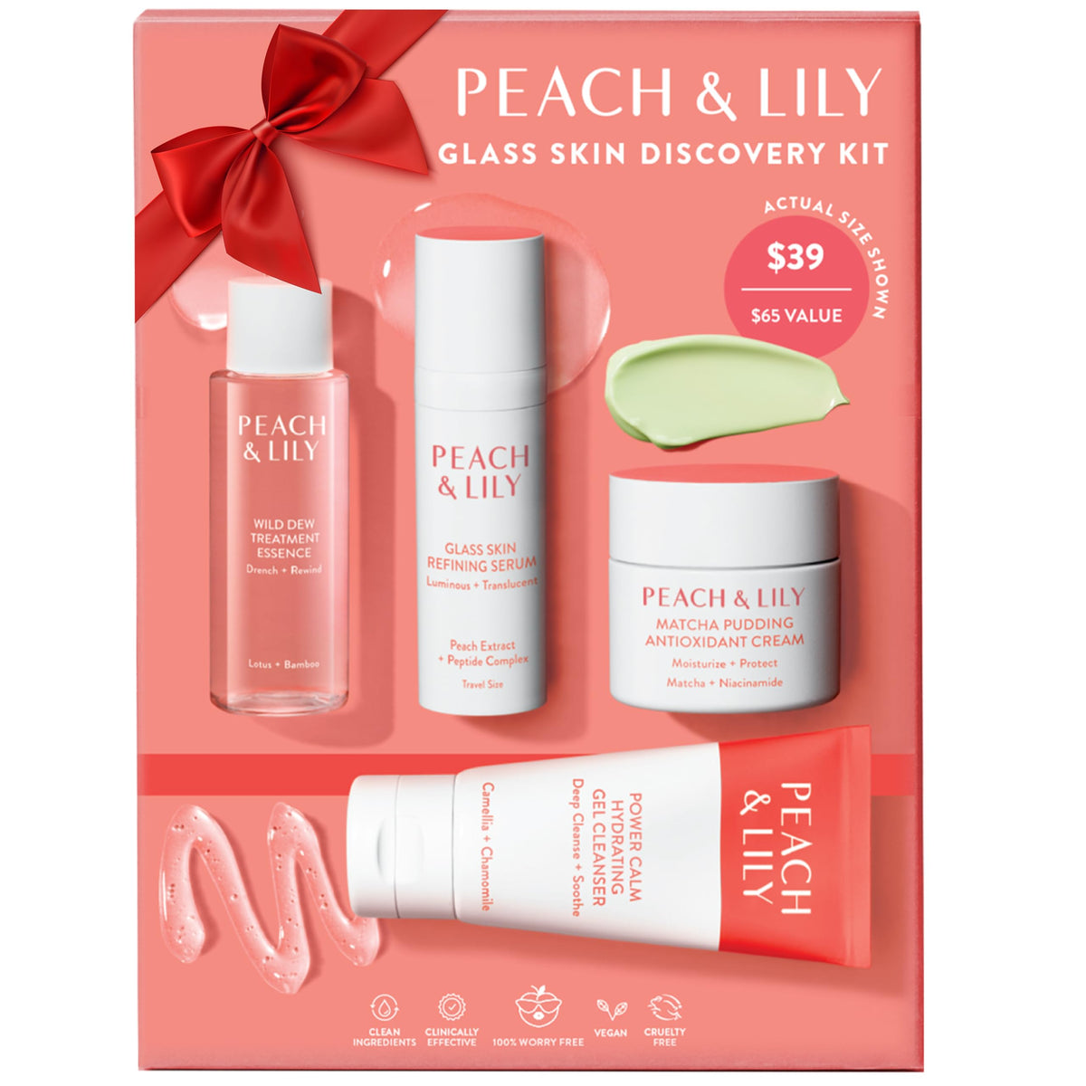 Peach & Lily Power Calm Hydrating Gel Cleanser bottle closeup for gentle cleanse and hydration