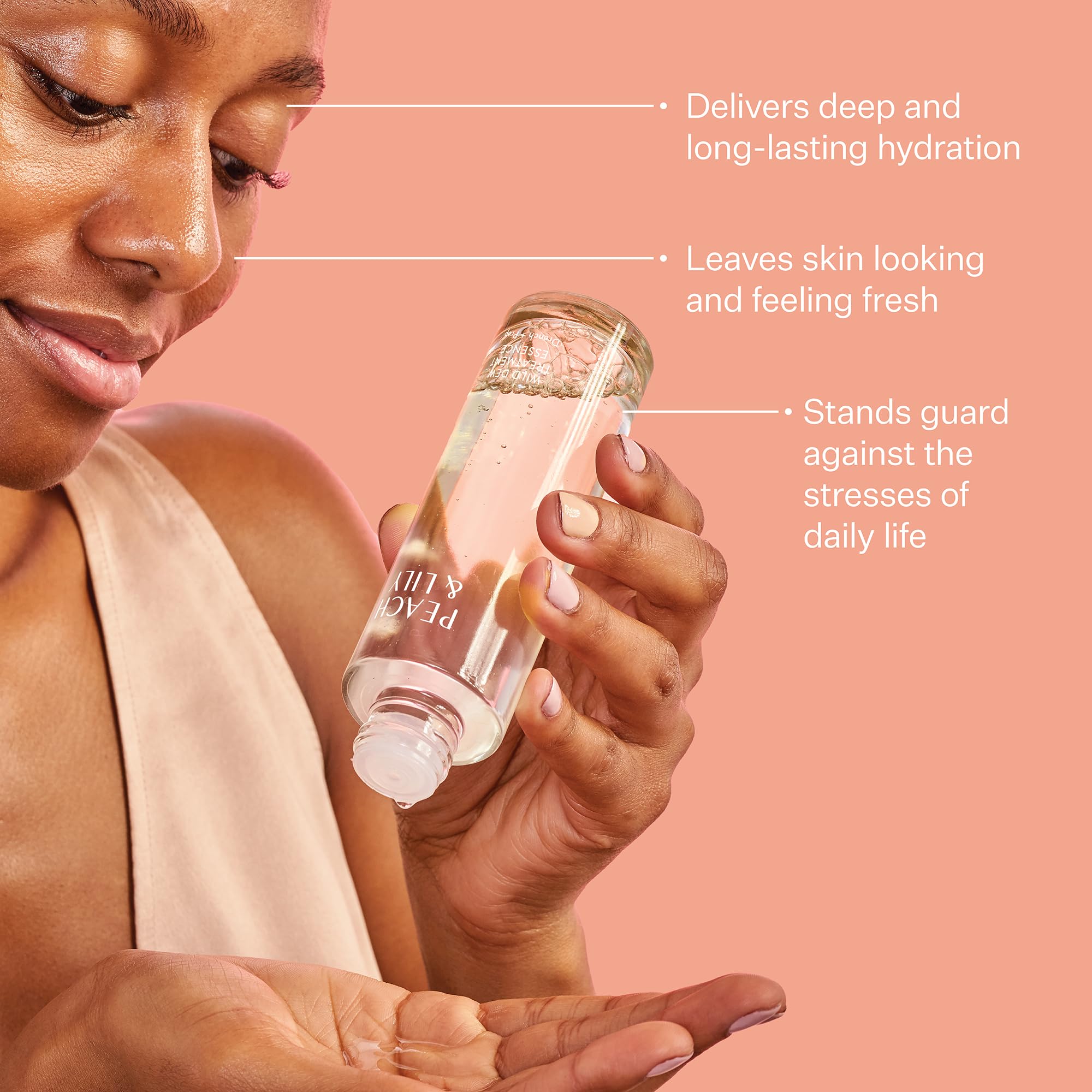 Peach & Lily Wild Dew essence within a skincare routine ready to follow with serums.