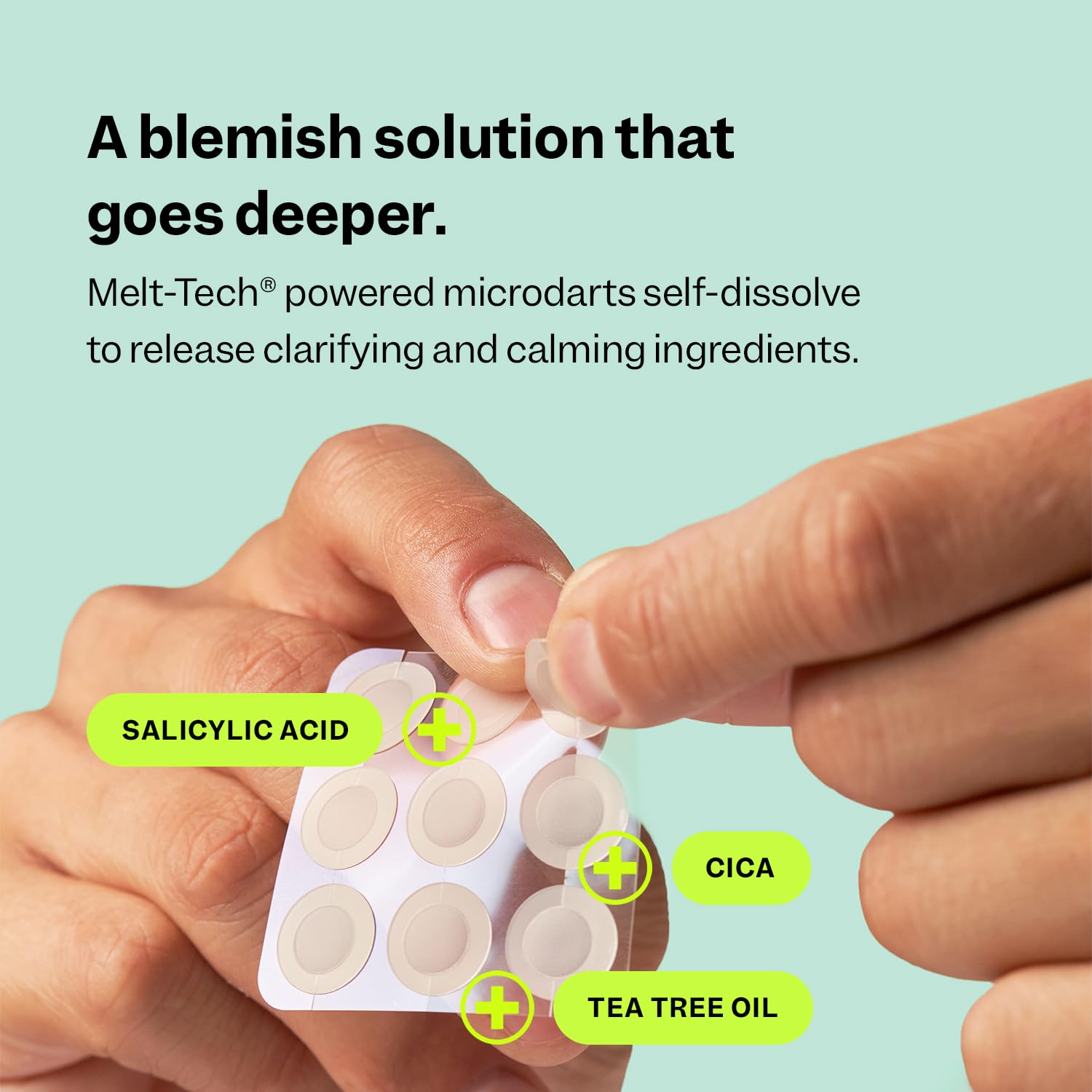 Peach Slices patch applied to cheek demonstrating secure adherence and protection benefit