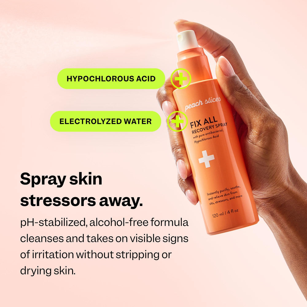 Peach Slices Fix All Recovery Spray — niebla facial calma enrojecimiento leve.