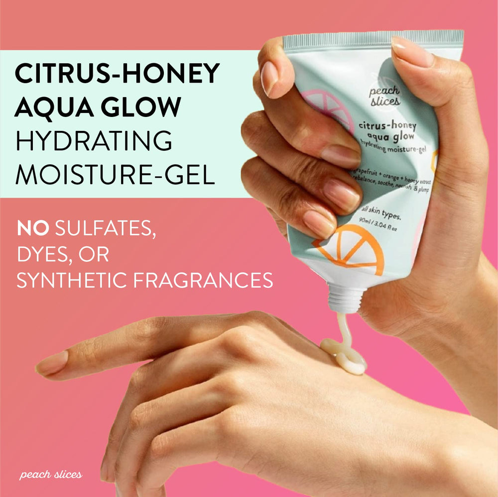 Peach Slices grapefruit-orange oils closeup suggests refreshing scent and skin-softening hydration.