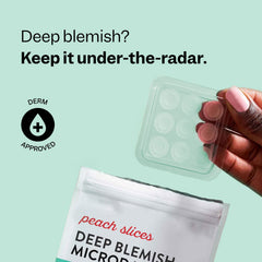 Peach Slices single patch close-up showing thin hydrocolloid and discreet wear benefit