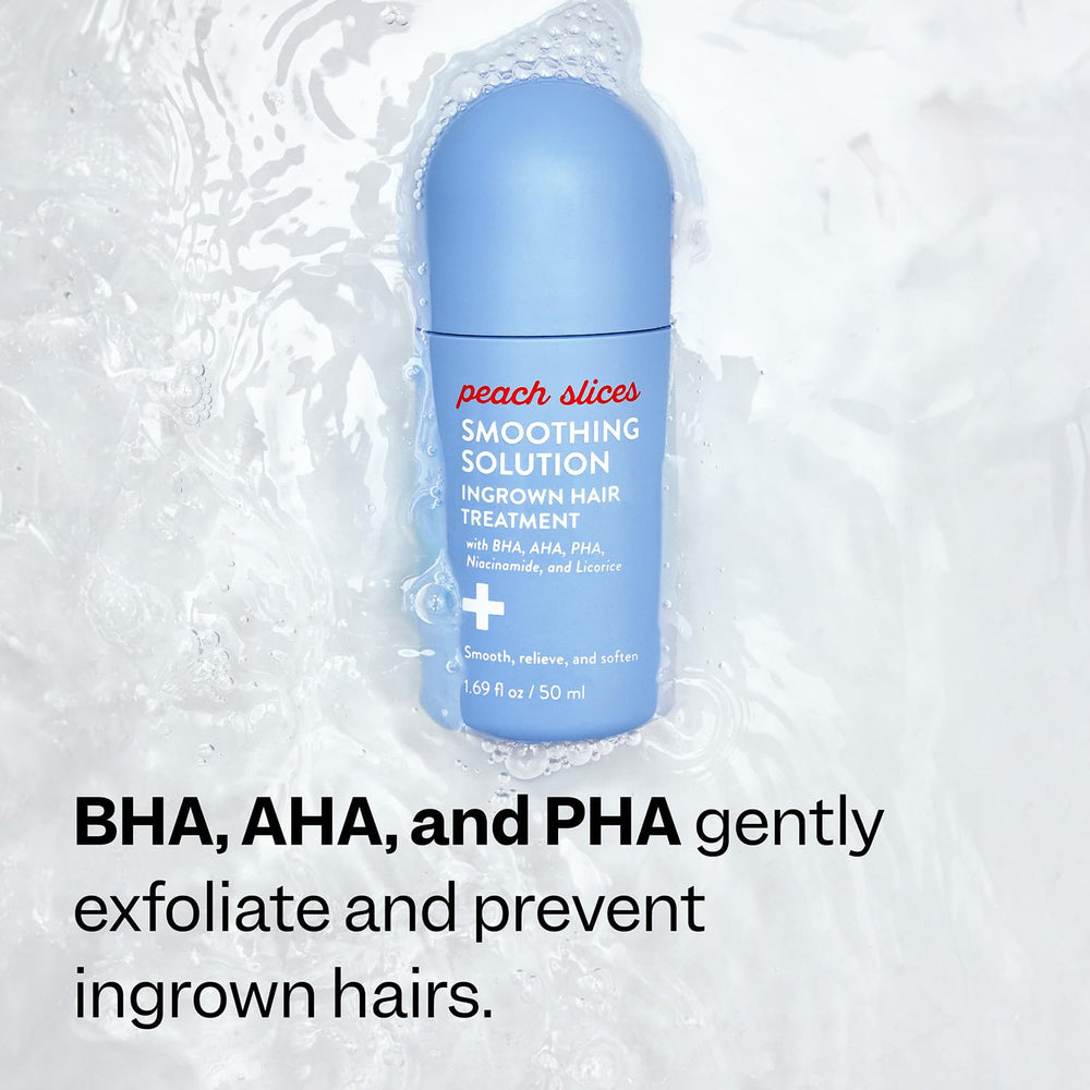 Peach Slices smoothing-solution applied to underarms for razor bumps