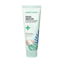Peach Slices Snail Rescue Purifying Cleanser bottle front, gentle cleanse for balanced skin.