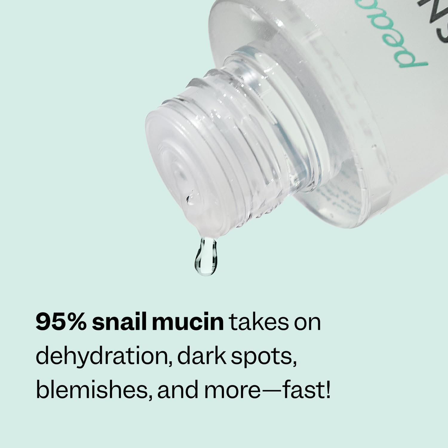 Peach Slices Snail Rescue Toner drops on hand demonstrating easy absorption