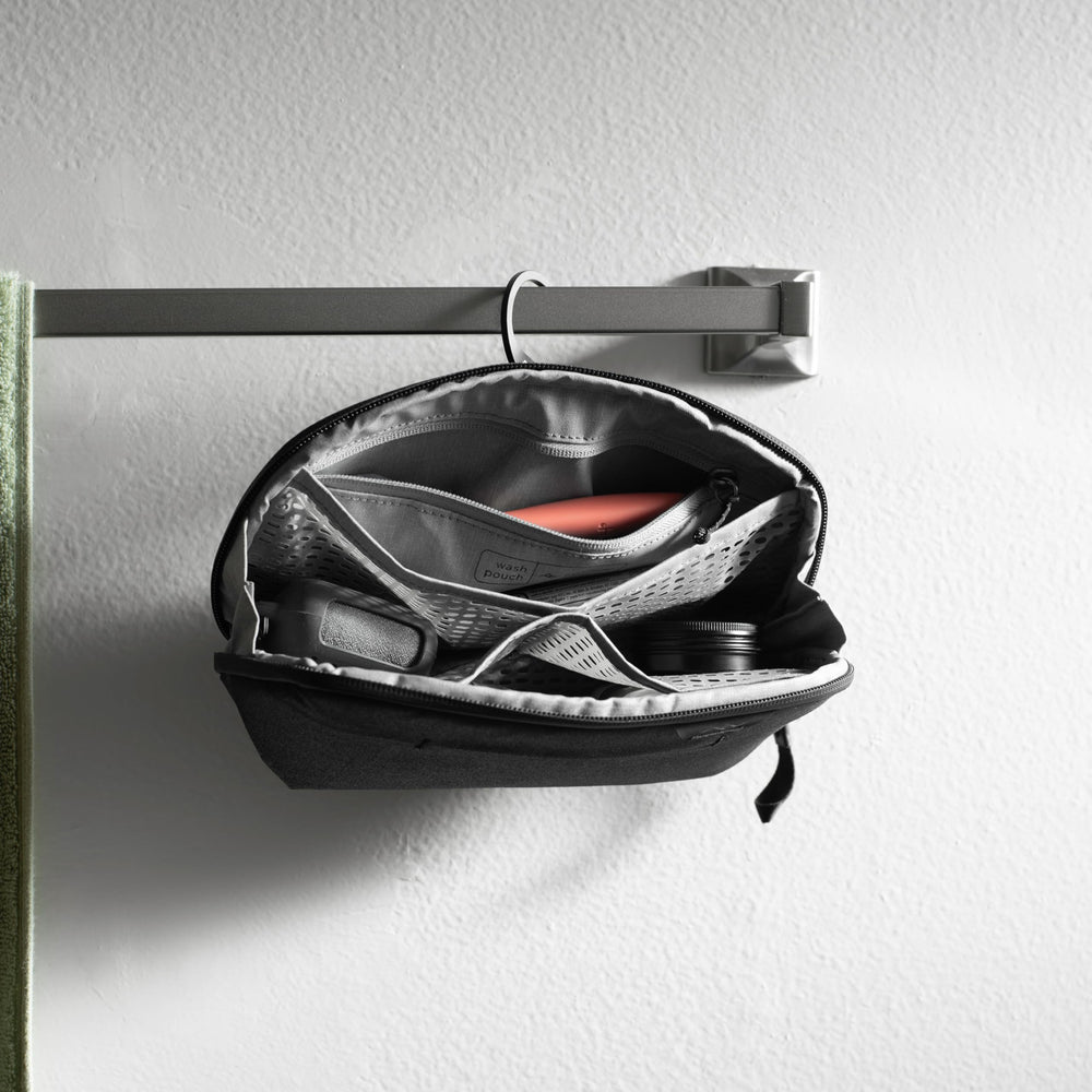 Peak Design Small Wash Pouch wide UltraZip opening for full internal view.