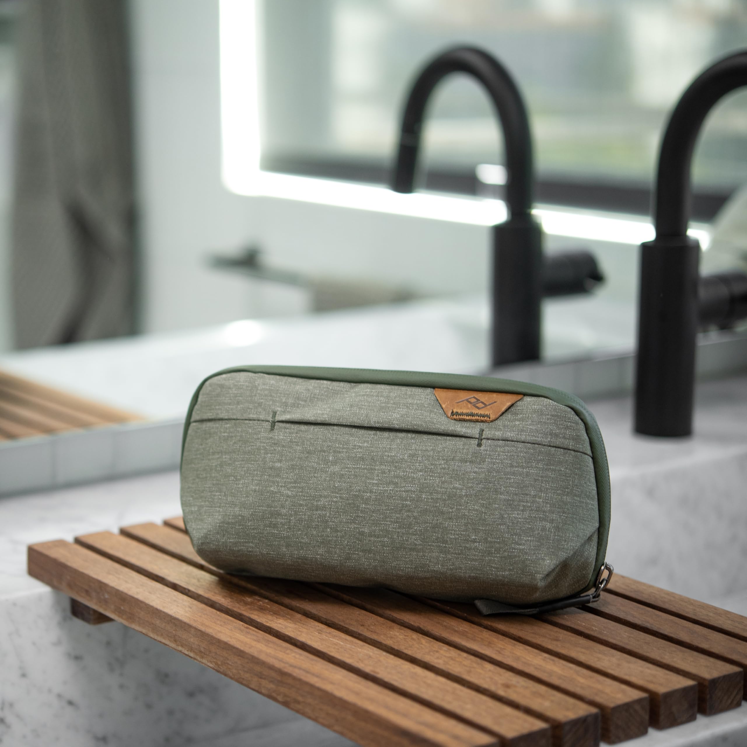 Peak Design Small Wash Pouch Sage recycled nylon construction emphasizes durability