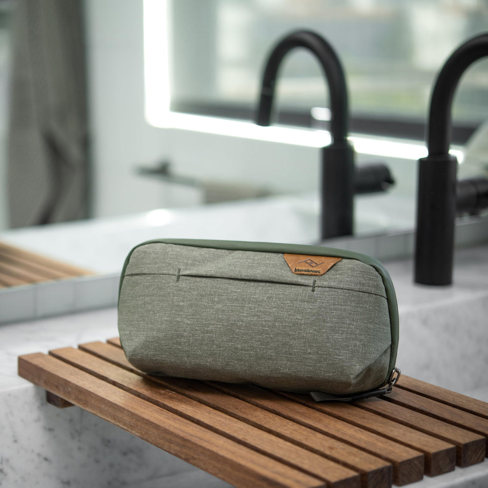 Peak Design Small Wash Pouch Sage recycled nylon construction emphasizes durability