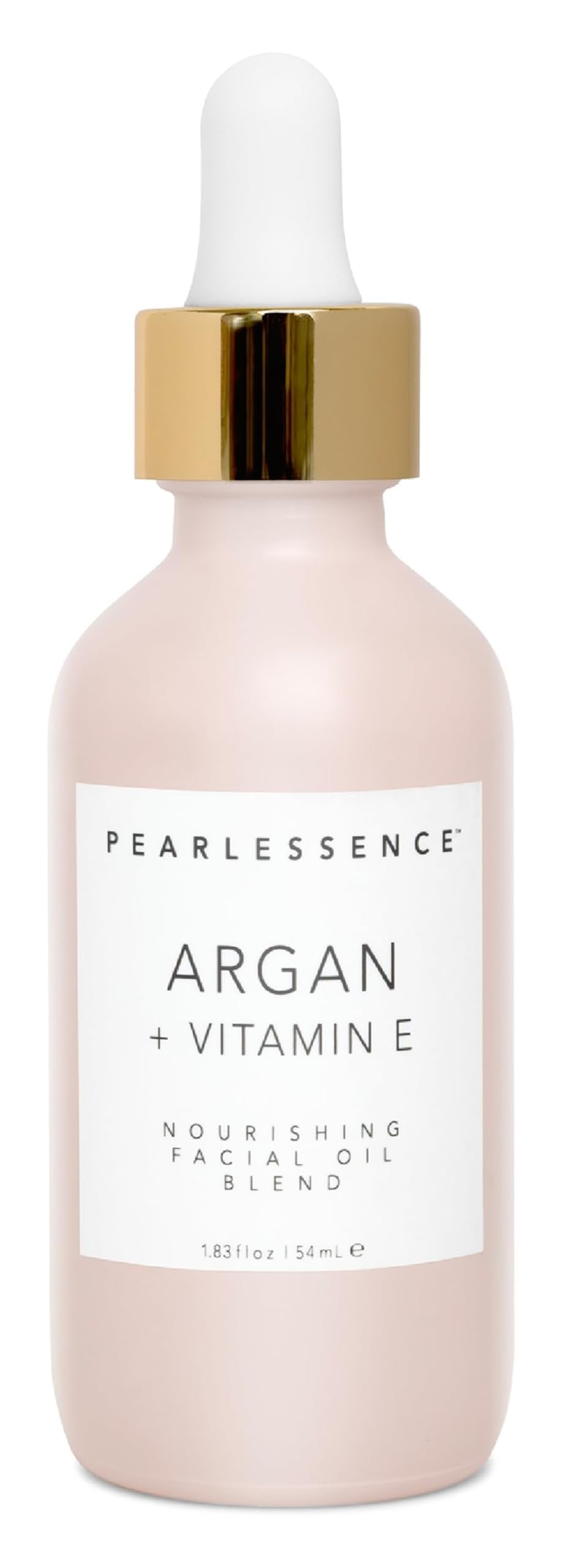 Pearlessence Argan Vitamin E Facial Oil bottle demonstrates premium hydration for daily use.