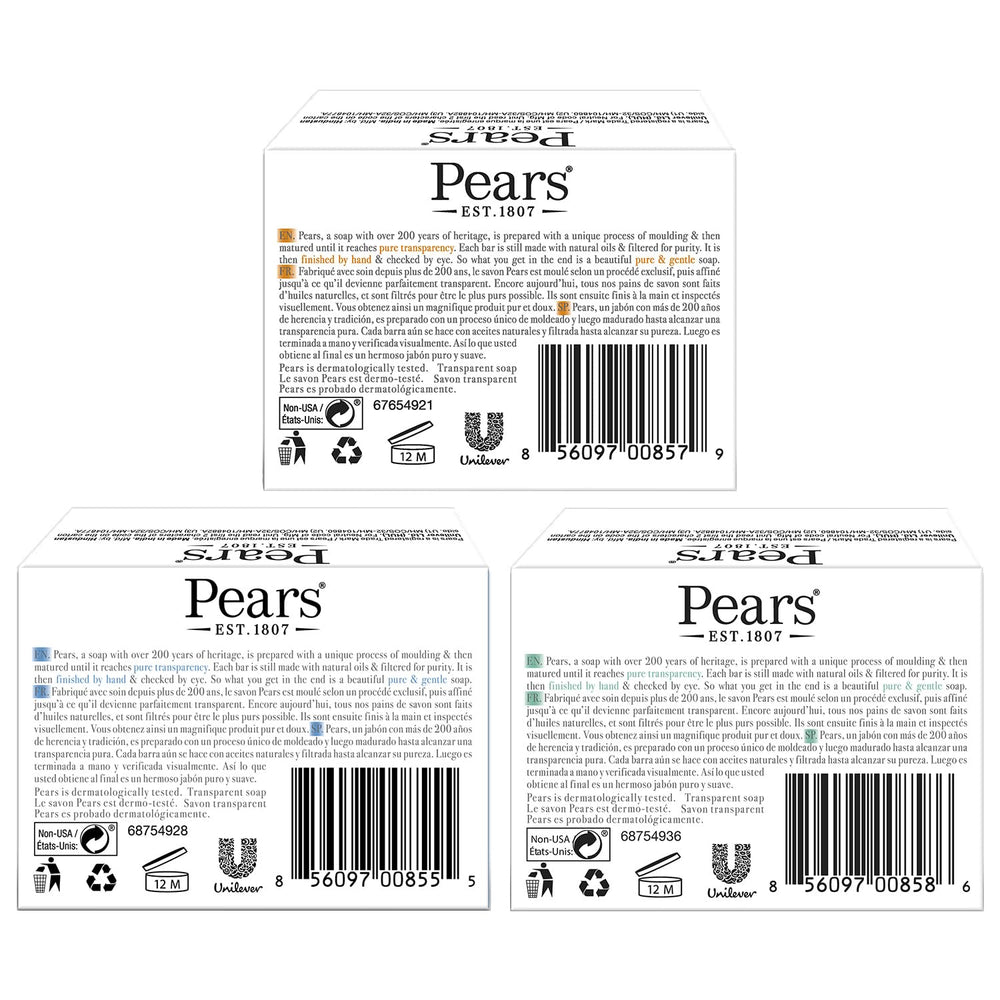 Pears glycerin soap blue bar closeup emphasizes soft lather and freshness
