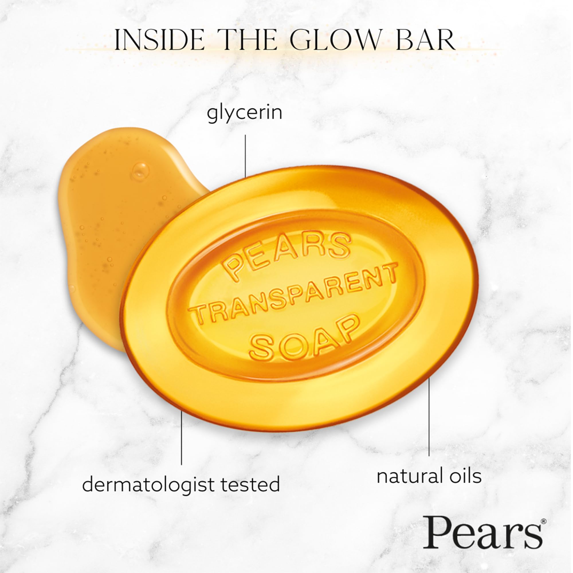 Pears glycerin soap blue bar showcases gentle cleansing with nature-inspired scent