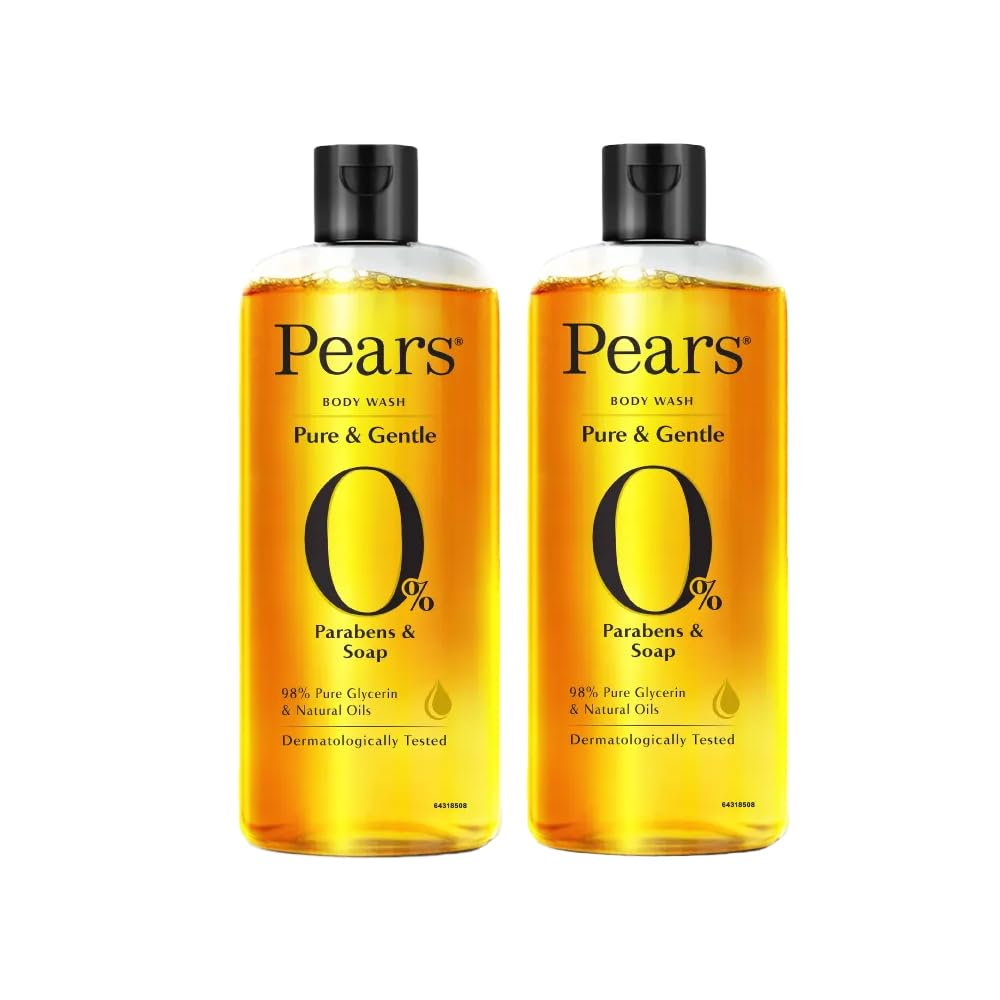 Pears Pure and Gentle Shower Gel pack of 2 bottles for daily cleansing.