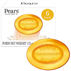 Pears pure gentle amber bar showing translucent glycerin for soft skin