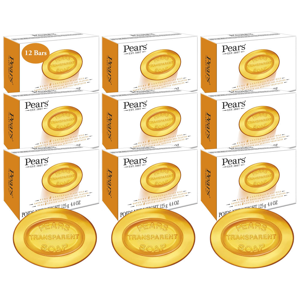 Pears Soap translucent amber bar, top view, glycerin moisture for hydrated skin.