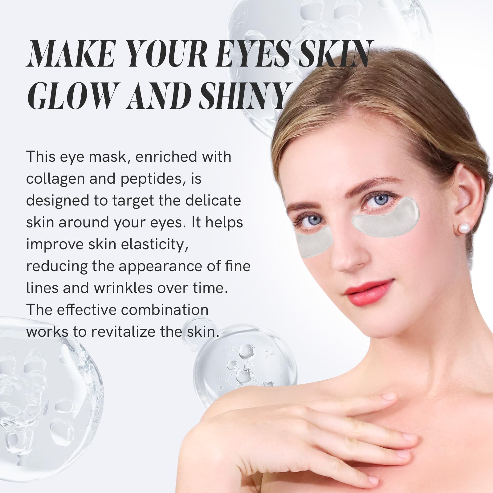 Close-up of PEAUAMIE eye mask delivering collagen peptides to skin.