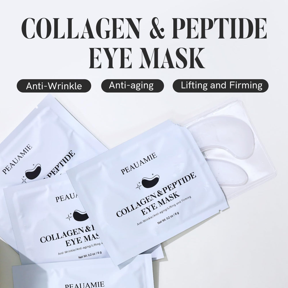 PEAUAMIE eye patches being applied for a soothing under-eye ritual.