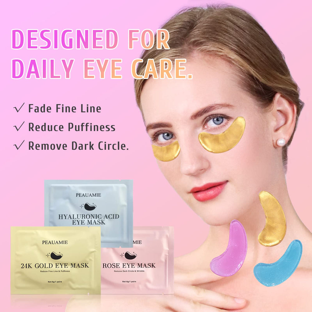 PEAUAMIE hyaluronic eye mask packaging promotes hydration and smoother under-eye skin