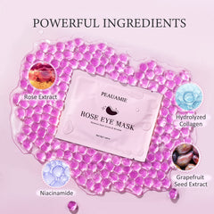Peauamie rose-eye-patch ingredients highlight collagen and aloe for natural nourishment.
