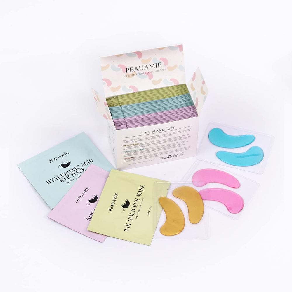 PEAUAMIE rose eye patches closeup highlighting rose-infused formula