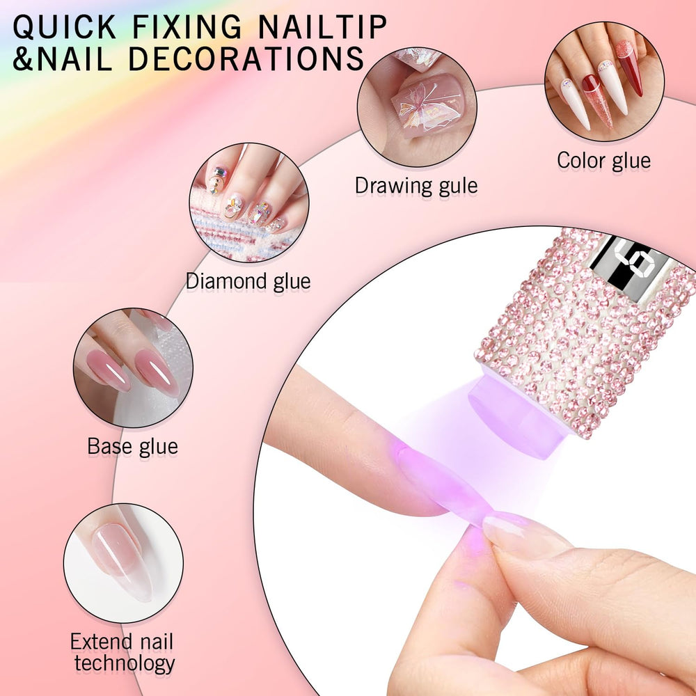 Peccera handheld UV light silicone heads included expand designs for French nails.