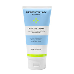 Pedestrian Project Walker’s Foot Cream bottle close-up highlighting rich moisturizing texture for dry feet