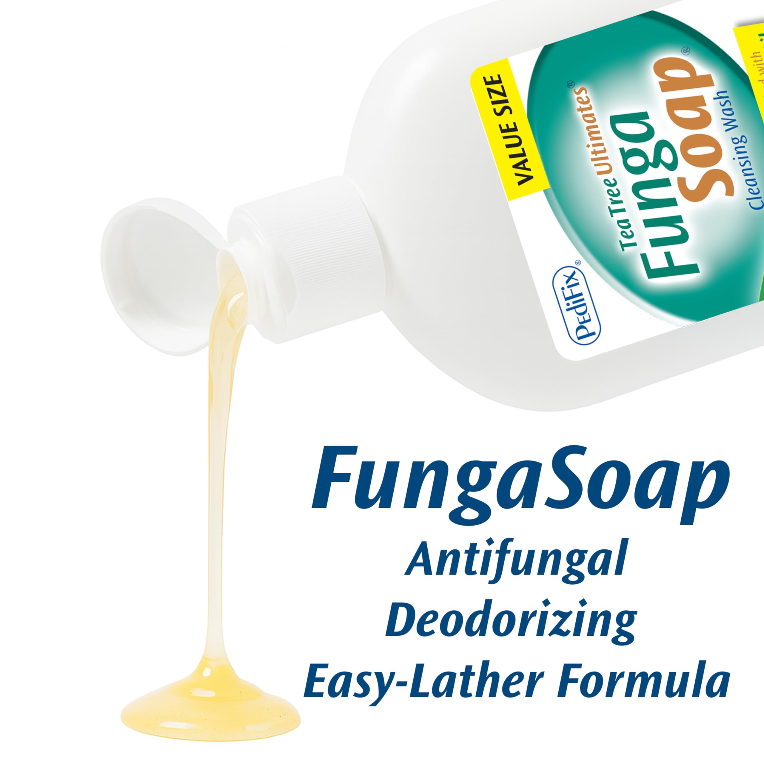 Pedifix FungaSoap plant-based ingredients promote gentle cleansing without synthetic fragrances.