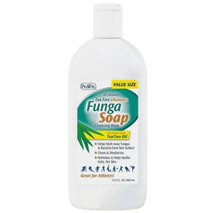 Pedifix FungaSoap tea tree bottle shows natural cleansing for daily foot and body hygiene.
