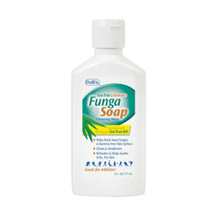 Pedifix FungaSoap bottle demonstrates all-natural tea tree cleansing for feet and body.