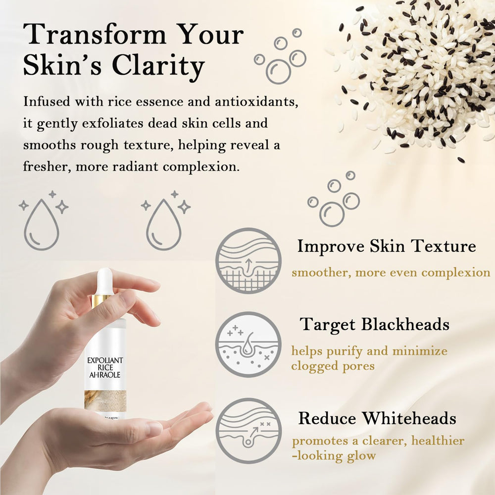 Black and white rice enzymes imagery for Peel Shot Glow Rice Ampoule Du