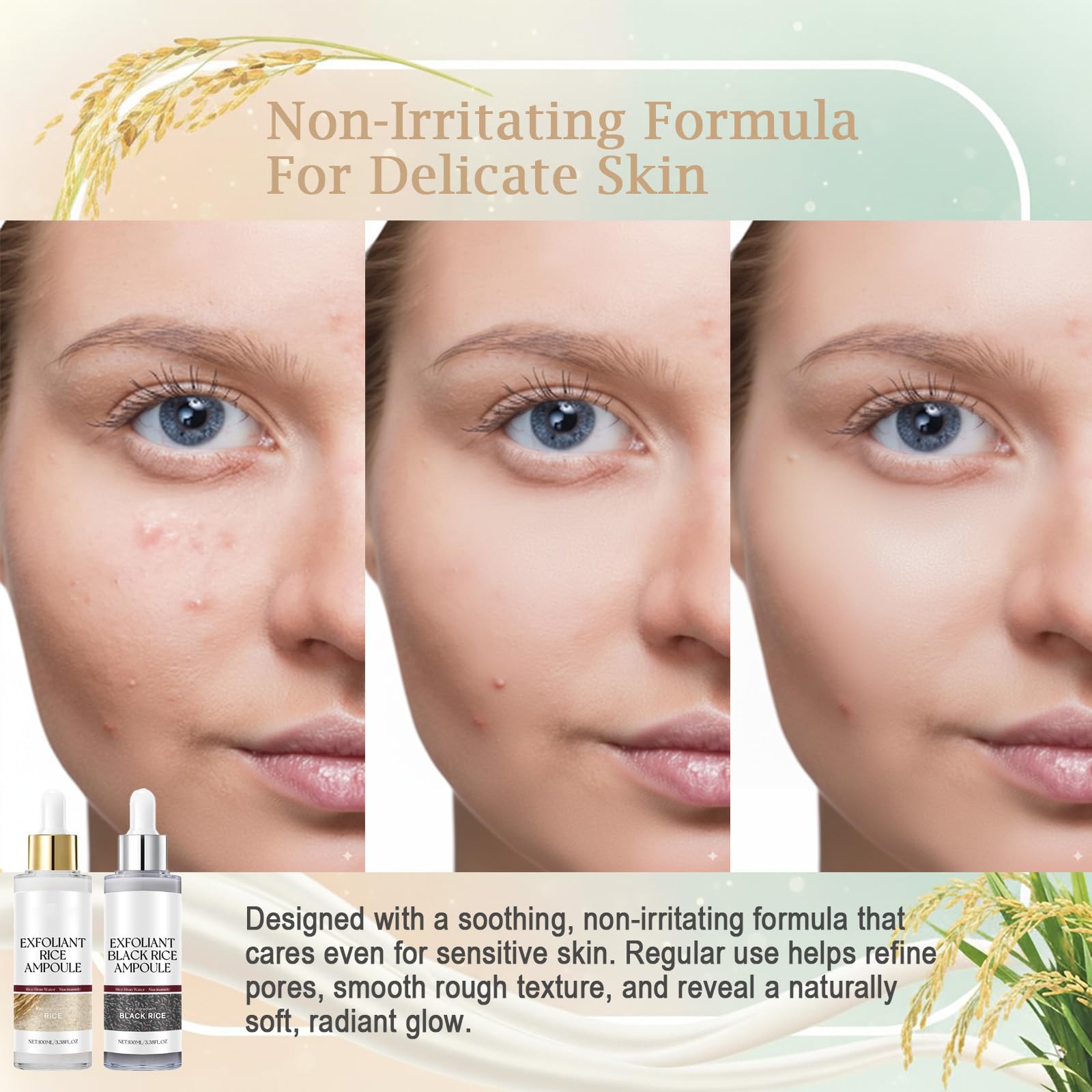 Morning and night routine layout with Peel Shot Glow Rice Ampoule Du