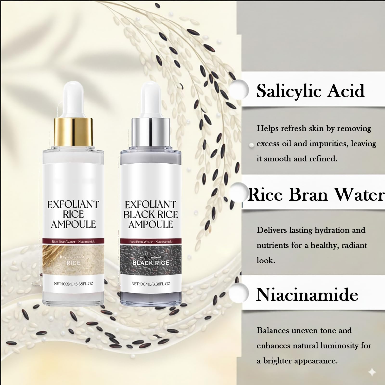 Pores before and after Peel Shot Glow Rice Ampoule Du use