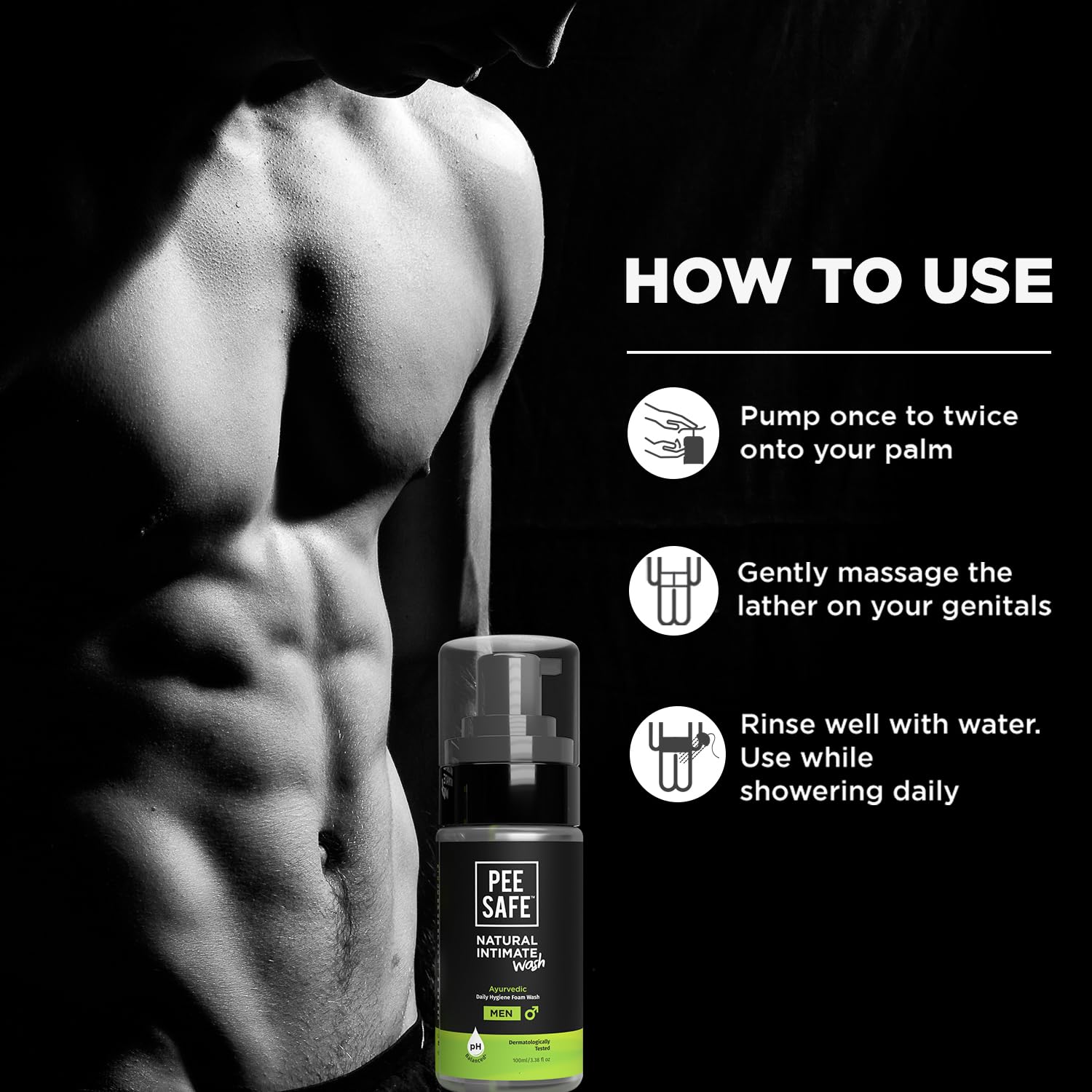 Pee Safe Mens Intimate Wash calendula extract supports skin hydration and comfort.