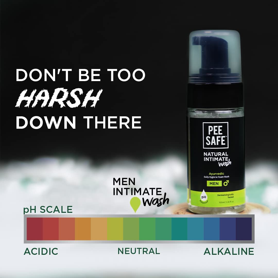 Pee Safe Mens Intimate Wash wheat germ extract nourishes balanced skin.