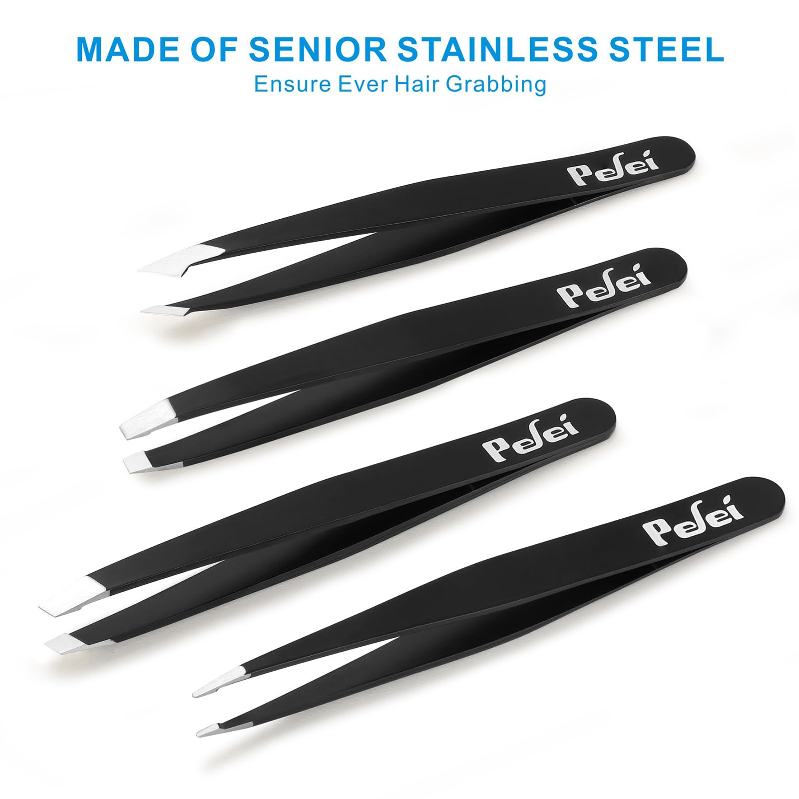 Pefei pointed slant tweezers offer versatile grooming performance.