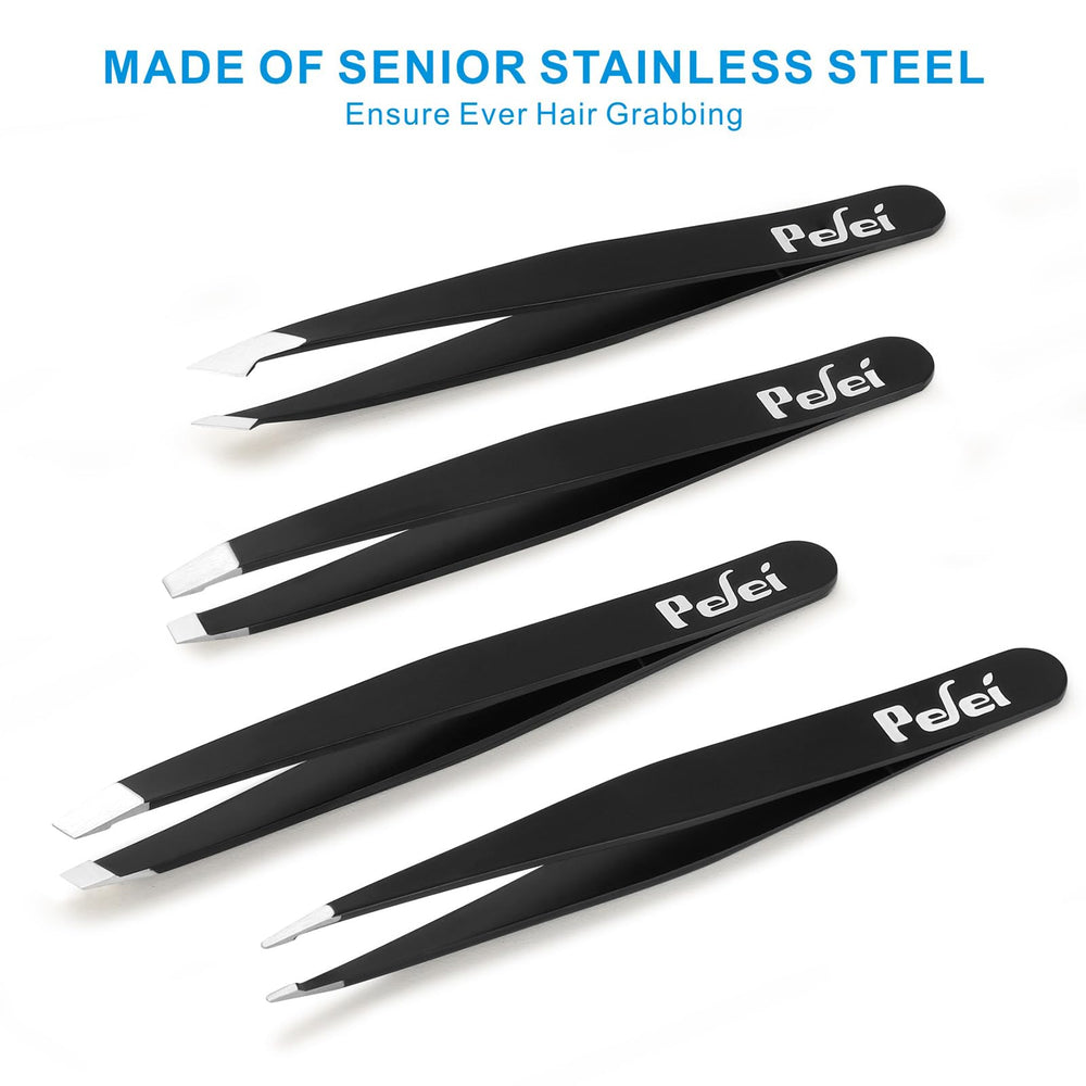Pefei pointed slant tweezers offer versatile grooming performance.