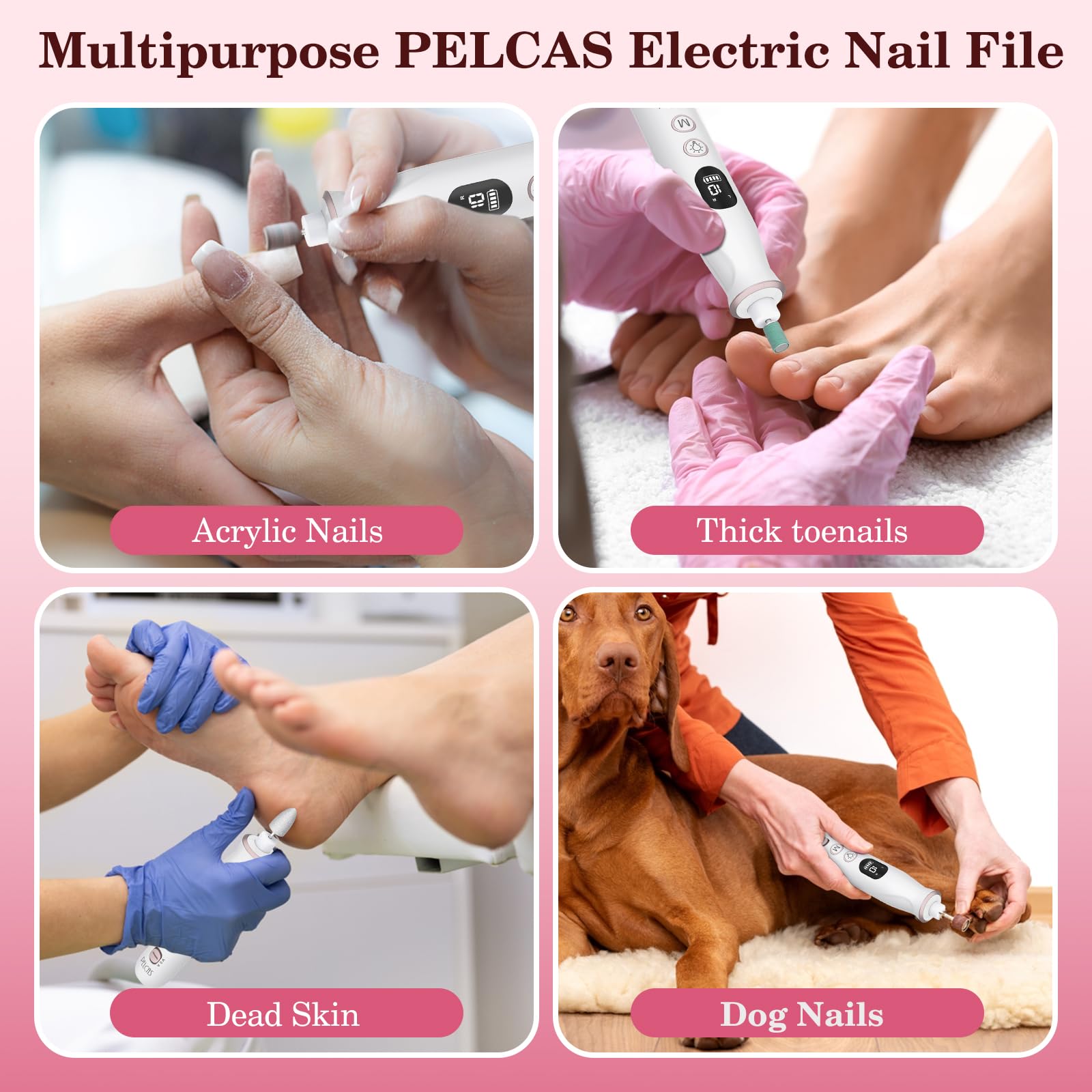 PEL CAS 10-in-1 pro nail kit covers thick nails, gel removal, and shaping.