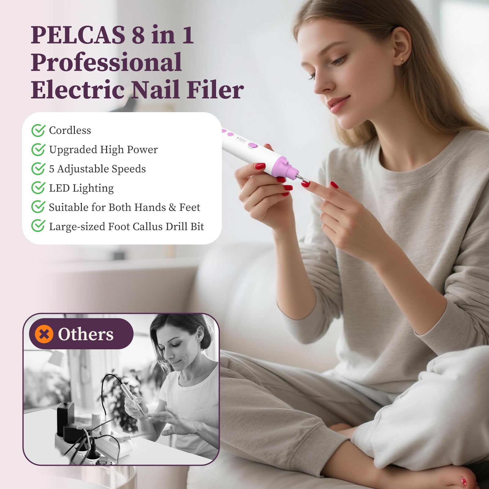 Pelcas cordless pedicure kit for travel and cordless use.