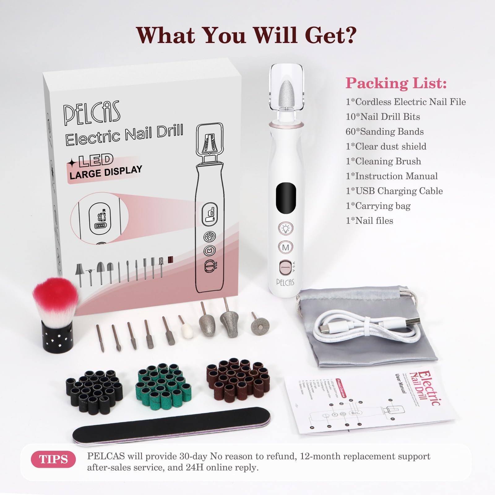 PEL CAS dust shield and cleaning brush keep workspaces tidy during nail care.