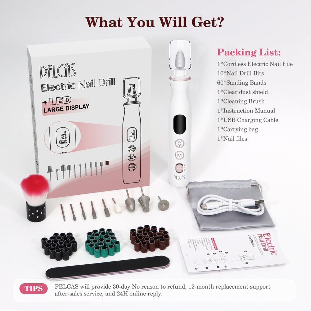 PEL CAS dust shield and cleaning brush keep workspaces tidy during nail care.
