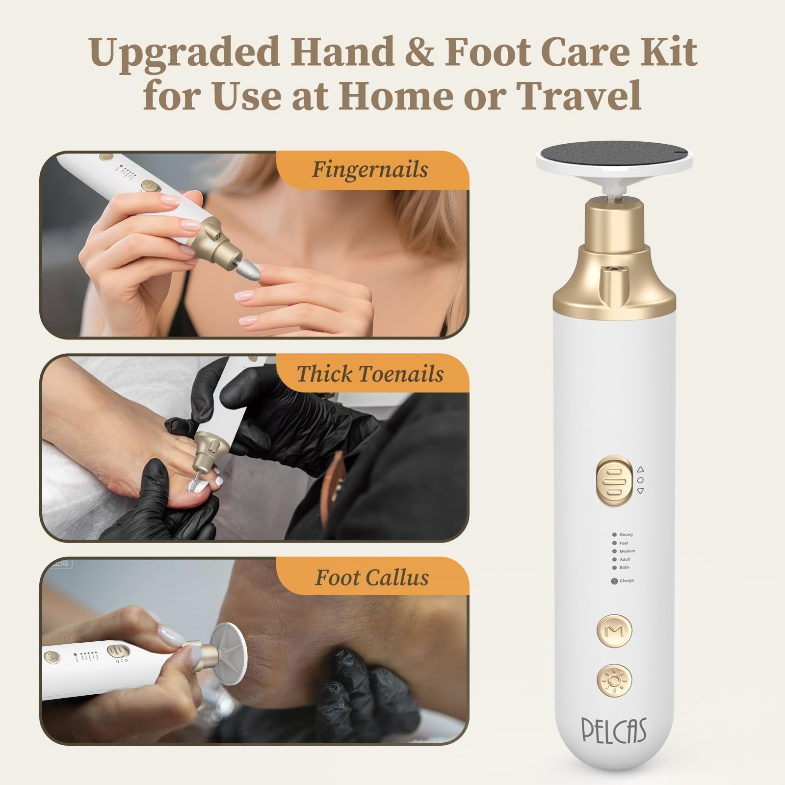 PELCA S cordless foot callus remover for at home pedicure sessions.