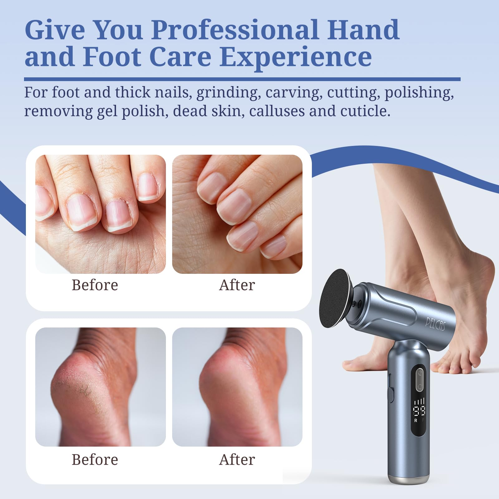 PELCAS gun-shaped design grip for comfortable long sessions