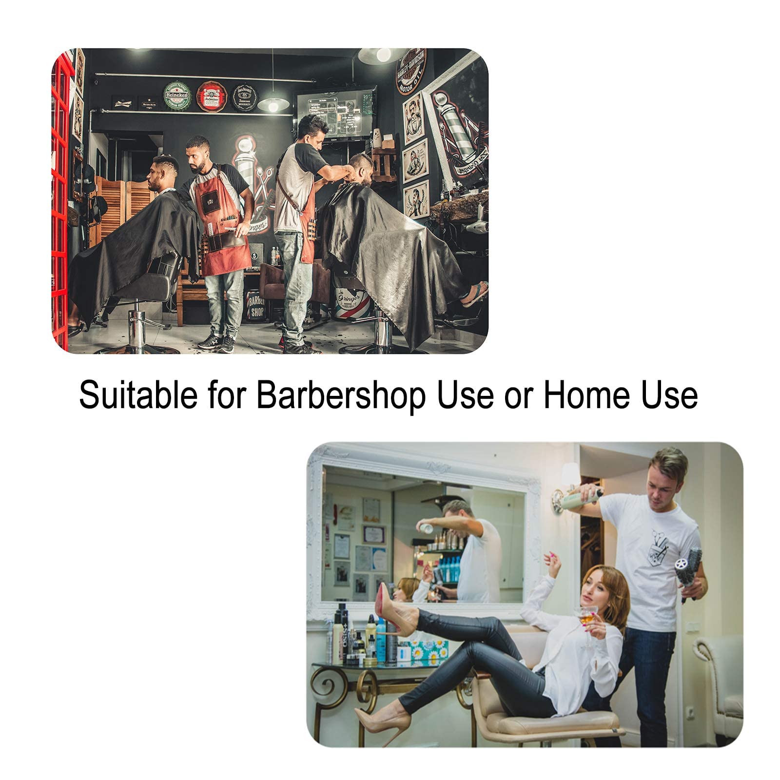Pelocapa barber cape check-pattern design adds professional aesthetics to salons.