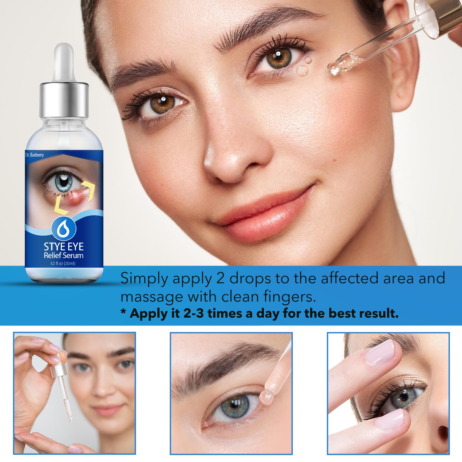 PENNTR Stye Eye Treatment being applied to eyelid for stye support.