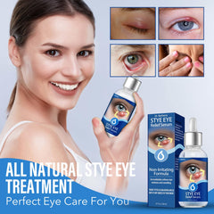 PENNTR Stye Eye Treatment dropper poised for precise two-drop application.