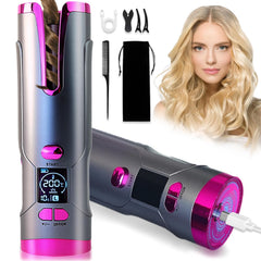 PENUIO cordless curling iron with battery display enables travel-ready styling and emergency power.