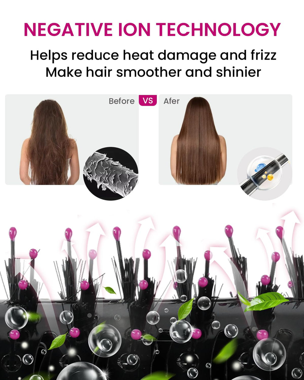 PENUIO hair-dryer-brush styling with oval barrel for volume and smoothness